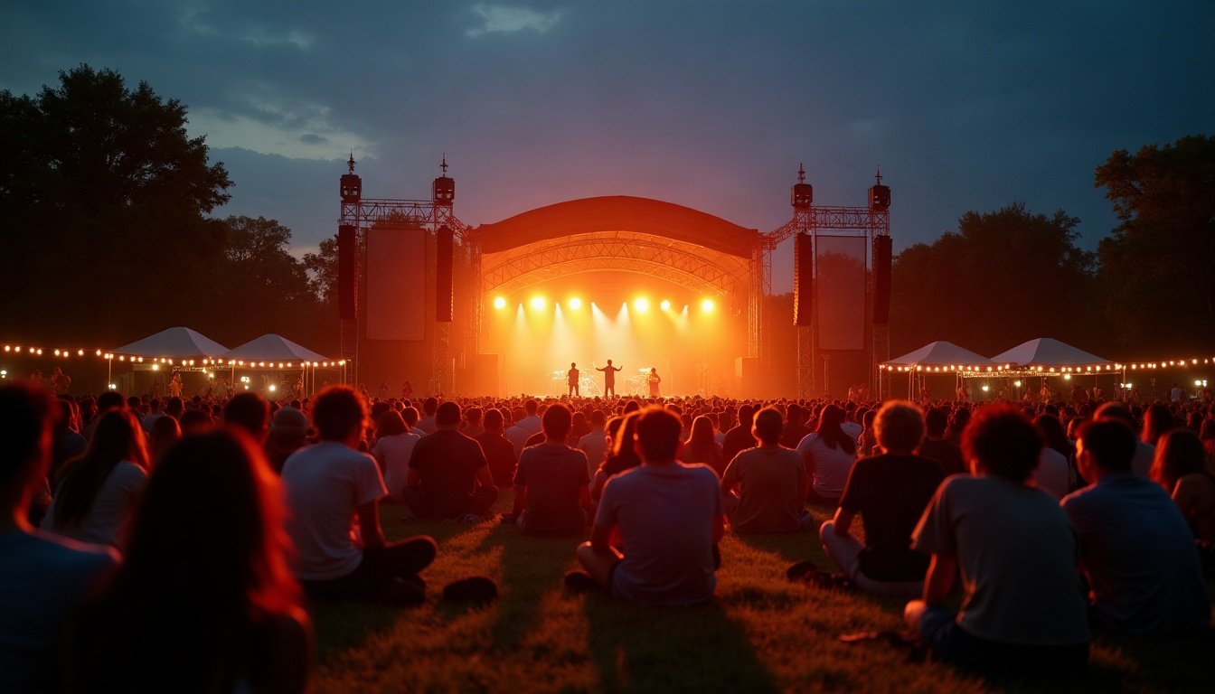 Festival au crépuscule dans un parc