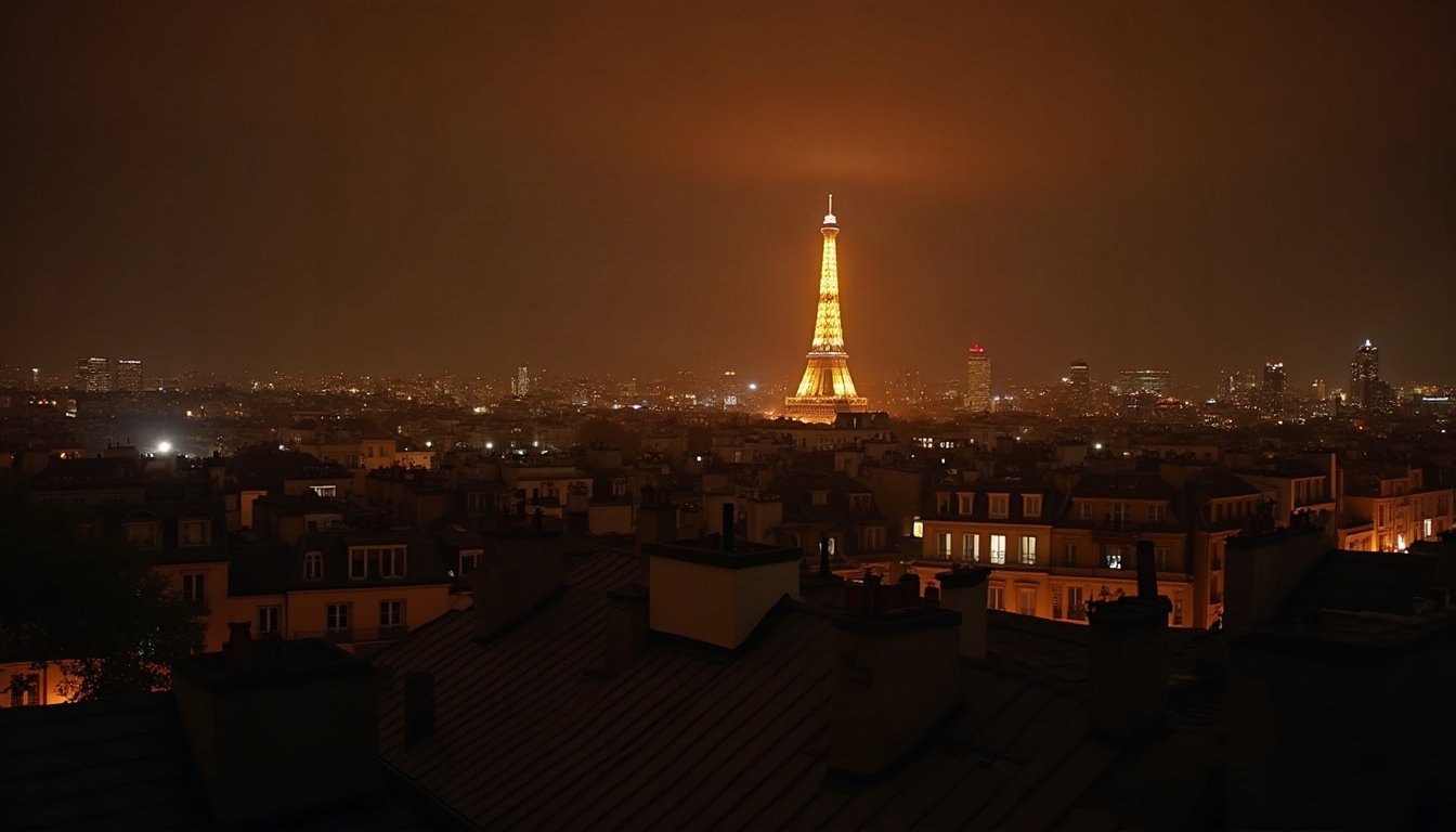 Paris de nuit depuis les toits du 15e arrondissement
