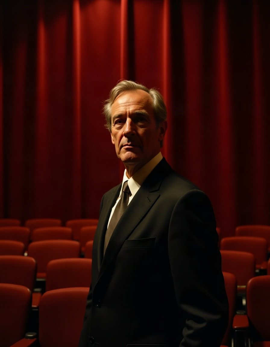 Le président de Live Stadium devant un rideau de scène
